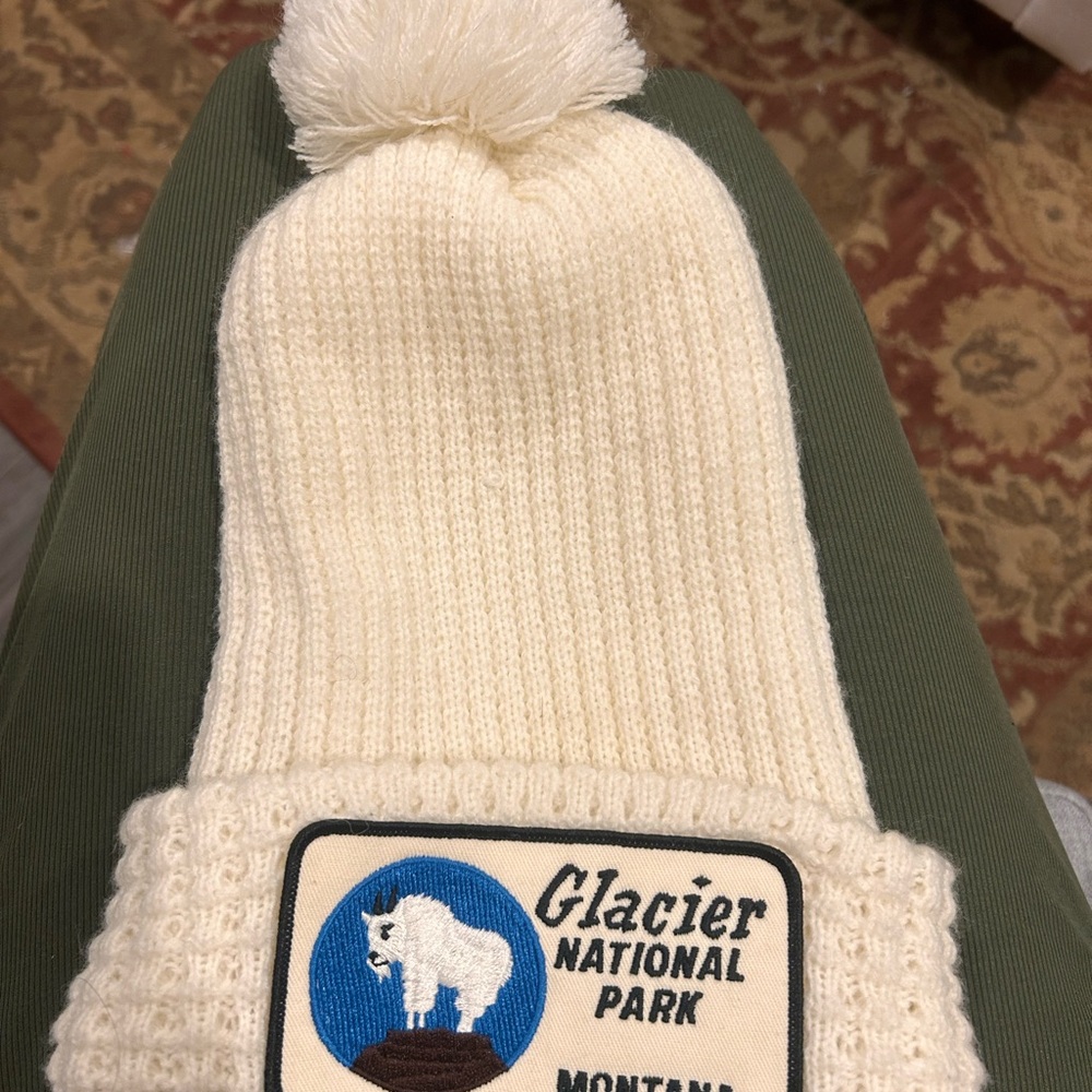 Glacier National Park Cream Knit Beanie